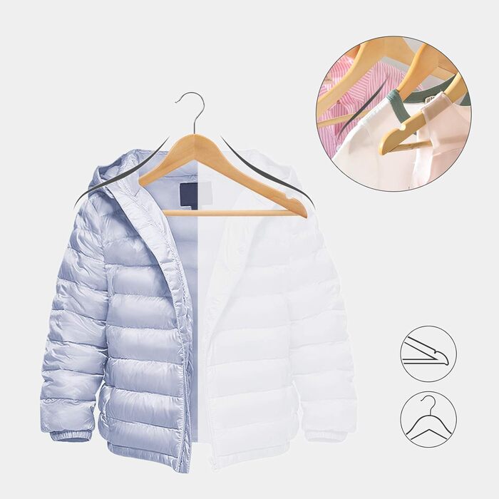 Дерев'яні вішалки для одягу SONGMICS для дітей, 10 шт., з перекладиною, затискачами, поворотний гачок 360°, довжина 35 см, білий CRW006W02