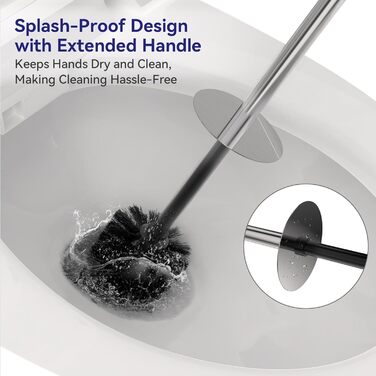 Набір для чищення унітазу DOWRY з тримачем, 2 насадки, металева щітка та тримач, для ванної кімнати, срібляний, прямокутний