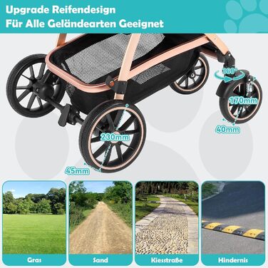 Трансформер для собак, візок-кішочка, складний, до 25 кг, з алюмінієвим каркасом, поворотні колеса, гальма, страховка, зручне сидіння (Чорний)