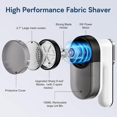 Машинка для видалення катишків HAPPHOOH з USB-зарядкою, 3 швидкості, LED-індикатор, для одягу та меблів