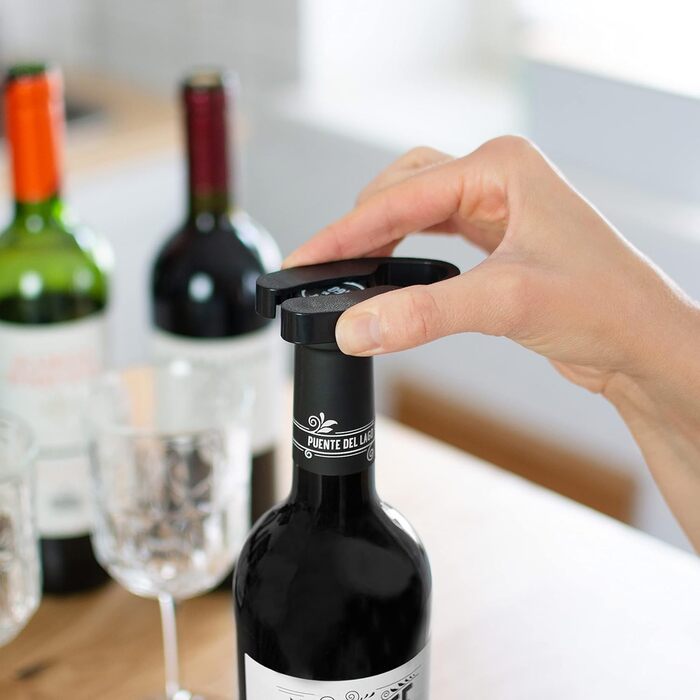 Набір для відкривання вин 5 предметів - дизайн винних пляшок, чорний колір - аксесуари для вина з різаком для фольги, штопор, виливає, кільце від бризок, нержавіючі кришки