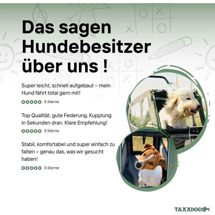 Фahrradanhänger TAXXI Dog M для собак до 40 кг - стабільний, з двома входами, сіткою, відбивачами, з'єднувачем, складаний, водостійкий