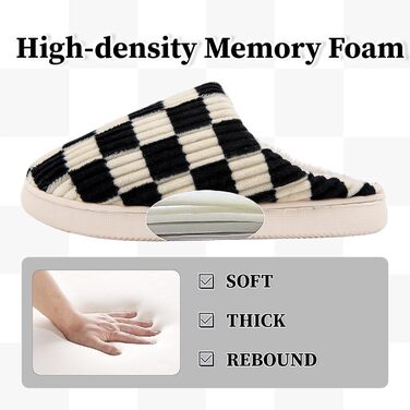 Тапочки халатні Guyarns для дому, чорні, 44/45 EU, з м'якою устілкою Memory Foam, антиковзаюча підошва, в'язане каро, для жінок та чоловіків