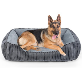 JOEJOY Dog Bed, Medium-Sized Dogs, Washable Dog Basket, Fluffy, Non-Slip Plush Dog Bed, 63x53x20cm, Dog Beds for Small and Medium-Sized Dogs and Cats (L 106 x W 80 x H 23 cm, Grey)