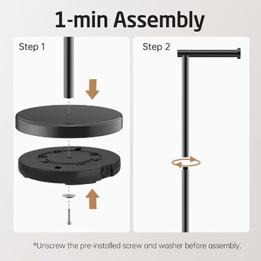 KES Freestanding Toilet Paper Holder with Weighted Base - Stainless Steel SUS304 - Brushed Finish - Black Matte - 26 Inch
