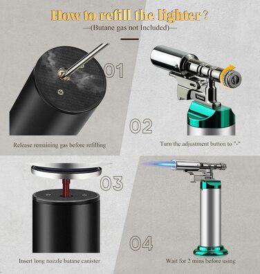 Газовий пальник Küchenbrenner для кухні, крем-брюле, паяння, заправний бутан, Jetflamme (Wb009-silver)