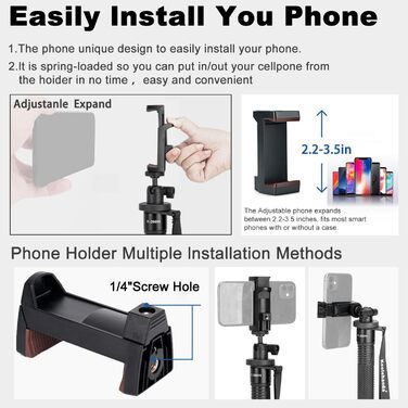 Штатив Koolehaoda 160 см з алюмінію з ручкою-підтримкою та тримачем для телефону, 1/4'-3/8' адаптер для DSLR/відеокамер, смартфонів