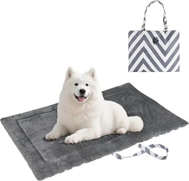 Водонепроникний килимок для собак Pawsse для подорожей та активного відпочинку, зручний, миючий, 127 x 70 см, сірий (смугастий)