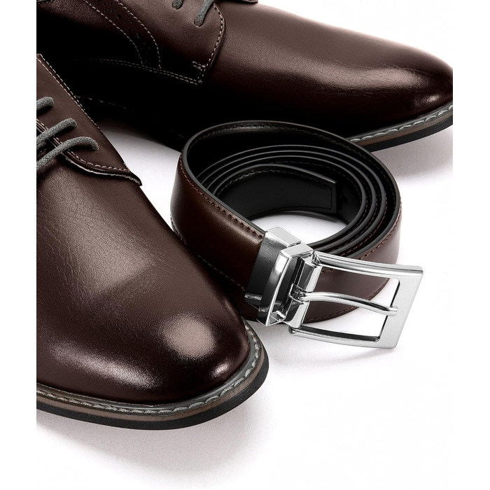 Чоловічий шкіряний ремінь CHAOREN, ремінь для чоловіків, реверсивний, чорний/коричневий, 32 мм, для костюма, бізнесу та формальних заходів (срібна блискавка, розмір пояса 108 см)