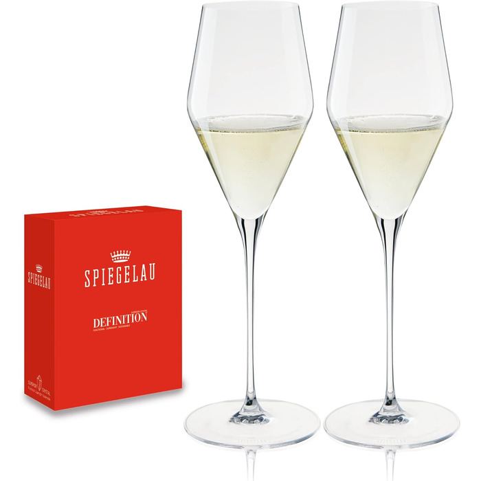 Spiegelau Champagne Glasses 250 ml, 2 Pieces, Definition, 1350169, Crystal Glass Sparkling Wine Glasses, Champagne Glasses Dishwasher Safe
