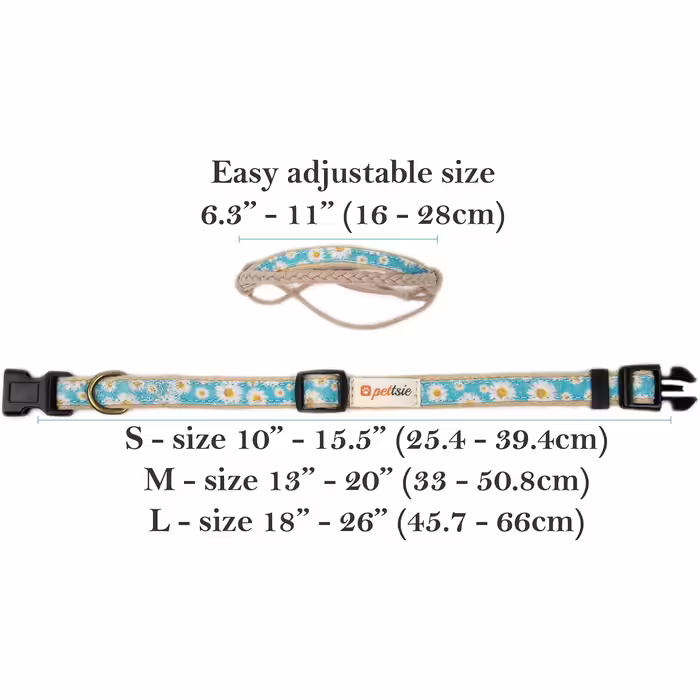 Pettsie Dog Collar with Bandana Fabric and Friendship Bracelet, Adjustable Sizes S, M, and L, Strong and Durable, Great Gift for Dog Lovers in Attractive Packaging, M, Pink (S (25.4 - 39.4 cm), Turquoise)
