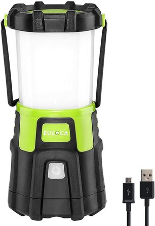 EULOCA Camping Lantern 1200LM CREE LED Rechargeable Waterproof Camping Lantern with 4400 mAh Power Bank, 4 Brightness Levels Dimmable, 10W Camping Light Portable for Power Outages, Hiking, Emergency