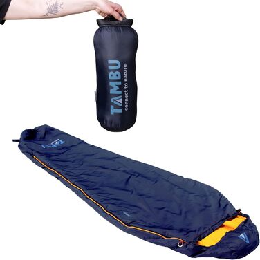 Спальний мішок Tambu Mumienschlafsack 80x210см - компактний - літо, осінь та зима. Теплий спальний мішок для кемпінгу, подорожей та фестивалів. PFC-free (Синьо-осінній)