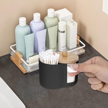 Тримач для ватних паличок та дисків, чорний, пластиковий органайзер для ванної кімнати