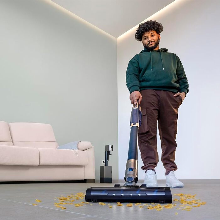 Бездротовий пилосос Cecotec Conga Rockstar 5500 Hurricane Station Flex Max: 220AW, 700W, станція самостійного очищення, 90 хв роботи, антизаплутана щітка, гнучкий шланг, циклонна технологія (Scoba 2100 + самоочищення)