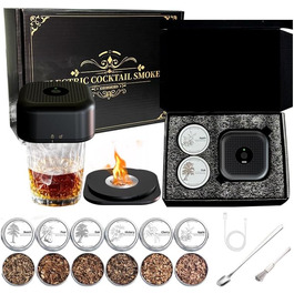 Електричний набір для копчення коктейлів, Смок для віскі з 6 смаками, перезаряджається, подарунок для чоловіків