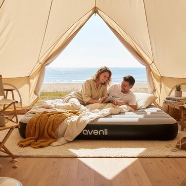 Надувний матрац Avenli для кемпінгу на 2 особи (191x137x25 см) - гостьовий матрац з флокованою поверхнею для дому та подорожей
