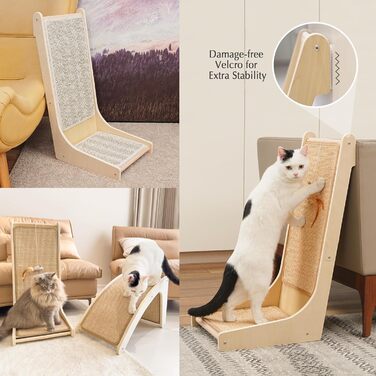 PETKARAY Драбина-крізь-крізь для котів, L-подібна, 68 см, сиза, з котячою м'ятою та іграшкою мишкою