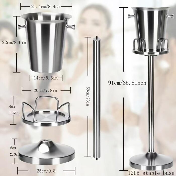 Ескірнер з нержавіючої сталі для барів, вечірок, весіль. Утримує 3-6 годин. Золотий, 3FT (срібло)