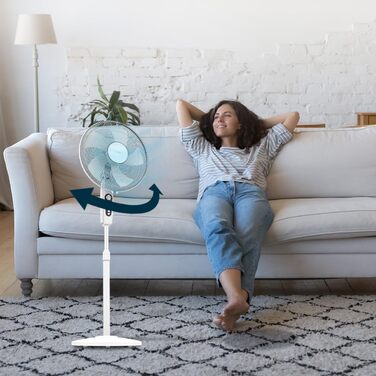Вентилятор підлоговий Cecotec EnergySilence 515 MaxFlow White 40 см, 45 Вт, 3 швидкості, з коливанням та таймером