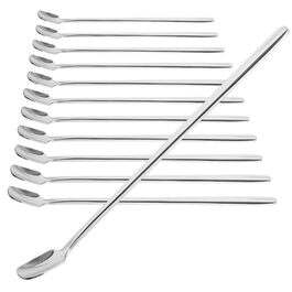 Набір ложок Com-Four® 12 шт. з нержавіючої сталі з довгим руків'ям для коктейлів, чаю, кави, молочних коктейлів, матча, холодних напоїв та десертів. Ложки для кави (17 см)