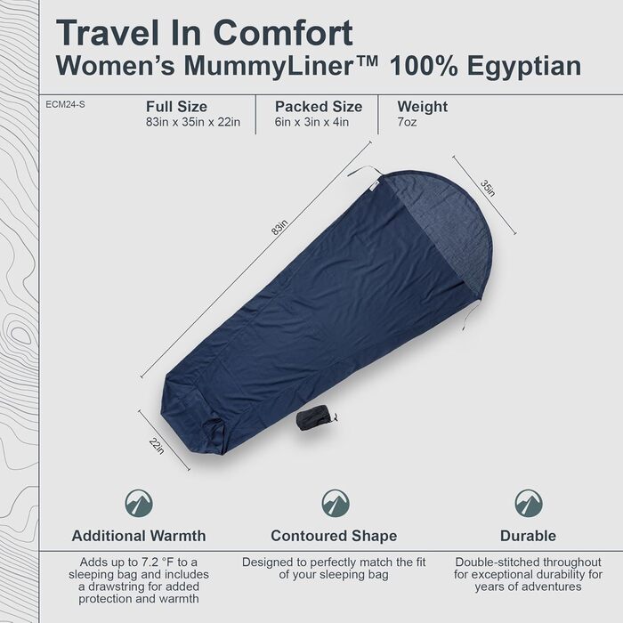 Кокон спальний мішок-ковдра Cocoon Mummy Liner Small з єгипетської бавовни