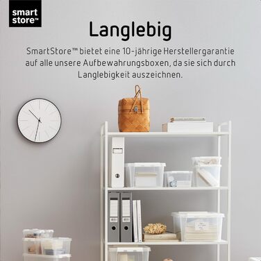 SmartStore - 10x Storage Box with Lid Classic (40x30x11cm) | Stackable Box with Lid | Food-Safe Plastic Box | Plastic Box with Lid & Reinforced Corners | 10 Year Warranty (8.0l, 10-Piece Set)