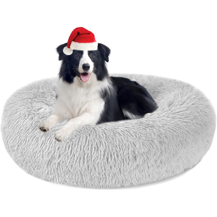М'яке кругле ліжко для собак та котів з плюшу - Donut. Зручне ліжко-корзина для собак, котів та інших домашніх тварин. Можливі розміри S/M/L/XL/XXL. Розмір XL - 70x70x20 см, колір - світло-сірий.