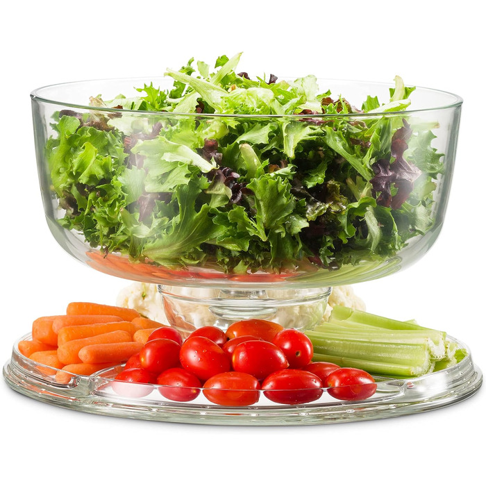 Торцеваний стіл Godinger з кришкою-куполом, 6-в-1, італійський кришталь, для тортів, салатів та фруктів