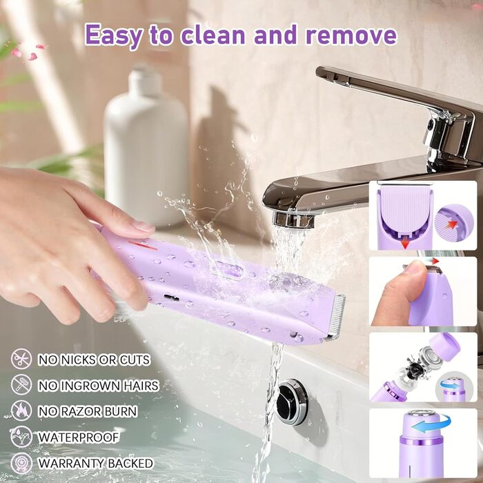 Електричний жіночий епілятор 2-в-1 для обличчя, тіла, ніг та бікіні (фіолетовий)