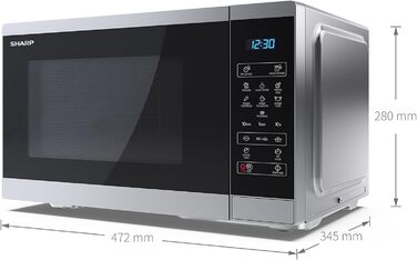 Мікрохвильова піч SHARP YC-MS252AE-B: 25 літрів, 900W, цифровий дисплей, срібна