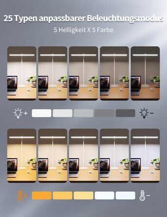 LED настільна лампа Kary з регулюванням яскравості та таймером, 40 см, 12 Вт - для роботи, навчання, читання, догляду за очима, дітей (чорний)