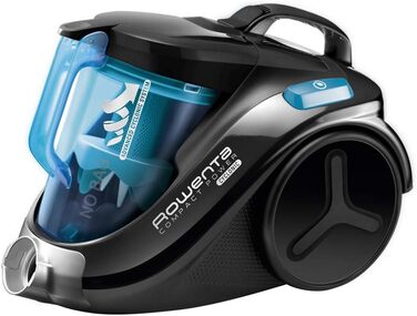 Rowenta RO3731 Compact Power Cyclonic | Bagless Vacuum Cleaner | Quiet | 750 Watt | 1.5 Liter Capacity | Black/Blue 1.5L Dust Box