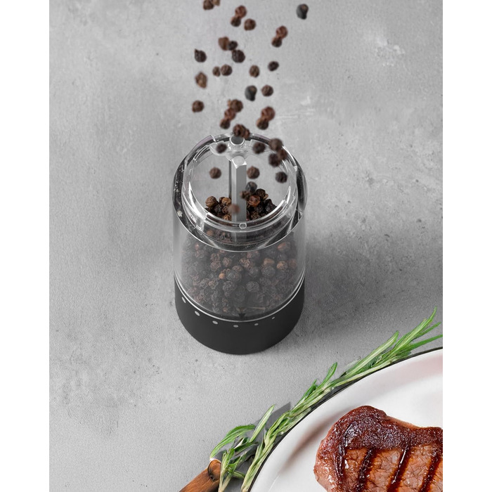 Електрична мельниця для солі та перцю FORLIM, USB-зарядка, регулювання помелу, 7 ступенів, 2 шт. (чорний+білий)