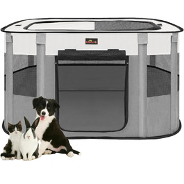 Клітка-загон для собак та котів Aivituvin, сіра, розмір M. Портативна, складана, для подорожей та дому