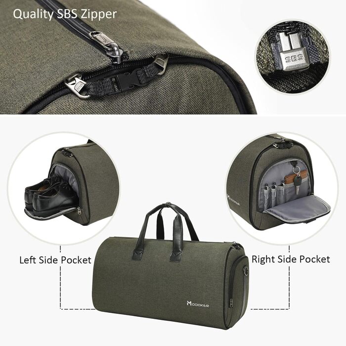 Garment Bag Suit Cover for Men Women, Suit Travel Bag, Clothes Bags Shoe Bag - 2 in 1 Hanging Suitcase Garment Travel Bags, High-Quality Garment Bag for Suit and Dress (A-coffee)