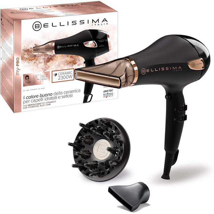 Bellissima My Pro Ceramic P5 3800 - професійний фен з керамічним покриттям, 2300 Вт, іонізація, дифузор