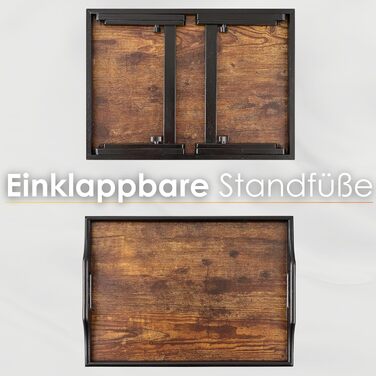 Складаний бамбуковий столик з регулюванням висоти для ліжка та дивана (22,5-32 см) – ноутбук, сніданок, стійка для ноутбука, сніданок, вінтажний колір, бамбук