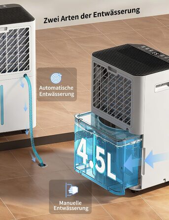 Електричний осушувач повітря HUMILABS 20L з Wi-Fi, для приміщень до 60м², з гофрованим шлангом, 4.5л бак, 3 режими, таймер, білий