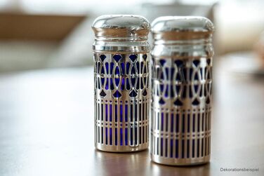 Brillibrum Design Salt and Pepper Shakers Silvered Metal Spice Shakers Fine Salt Shaker Silver Shakers 2-Piece Set (Variant 3: 9 x 4 cm (H x Ø))