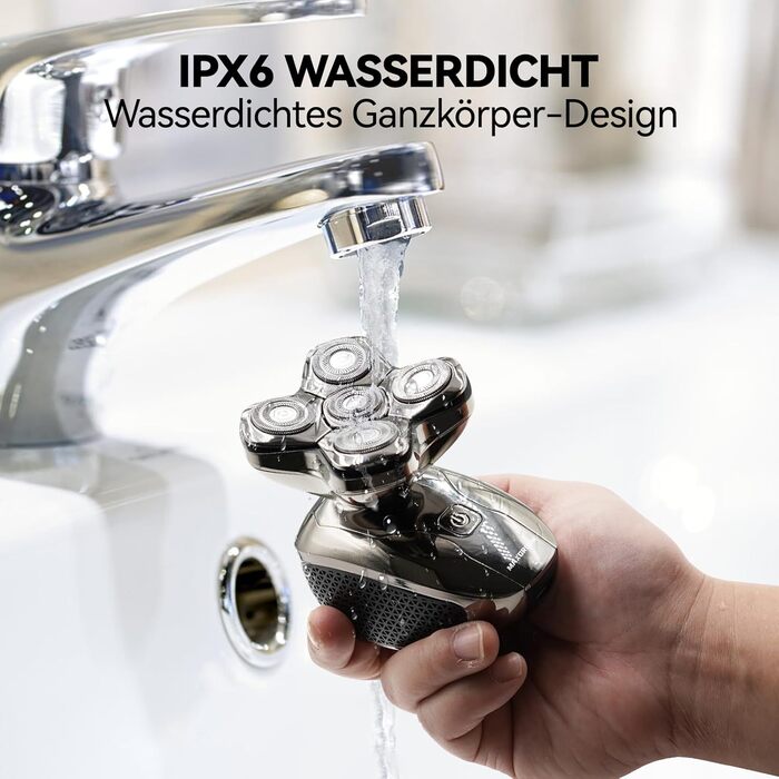 Електричний голєний апарат MAXGROOM для чоловіків, вологостійкий, для сухого та вологого гоління, 5D-головка, USB-C зарядка, LED-індикатор заряду, чорний