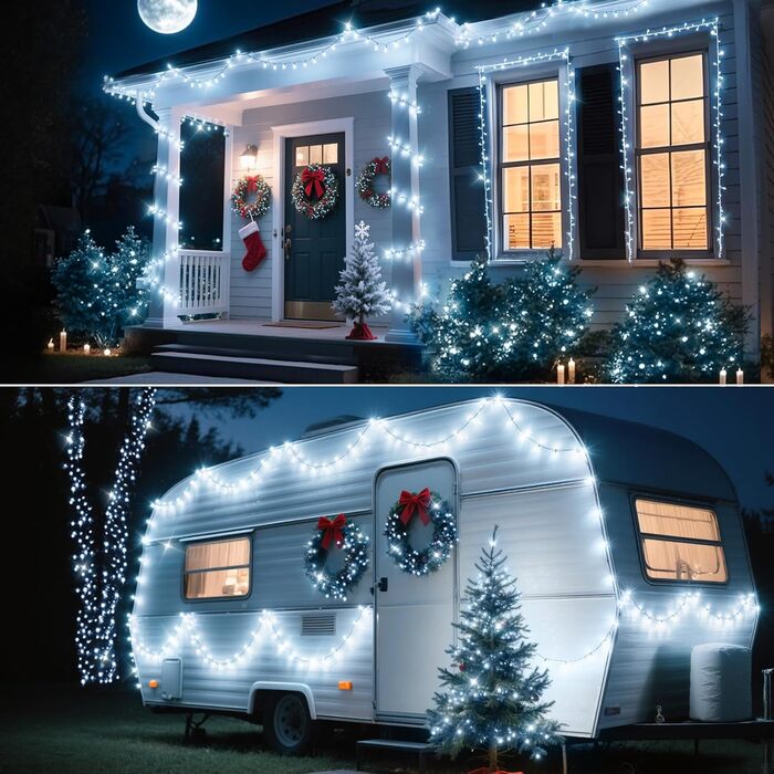 Льодогенератор з LED підсвічуванням, 1000 LED, тепле біле світло, водонепроникний, з пультом, для декору приміщень, вечірок, балкону, саду, ялинки