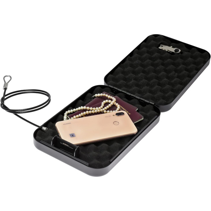 Сейф з кодовим замком HMF 316-02, переносна скринька для зберігання, чорний (24 x 16,5 x 4,5 см)