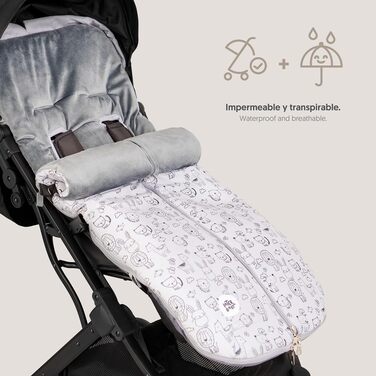Універсальний зимовий конверт INTERBABY для візочка, теплий, знімний, подвійна застібка, гіпоалергенний, Animalitos сірий