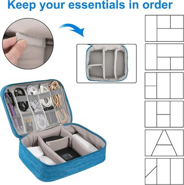 Водонепроникна сумка-органайзер для кабелів та аксесуарів: USB-накопичувачі, SD-карти, Power Bank (Himmelblau)