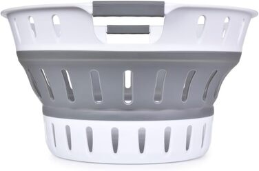 Набір з 2 складаних кошиків для білизни König Design, 36 л, міцний, компактний, 60x43,5x23 см, сірий/білий — багатофункціональний контейнер для зберігання