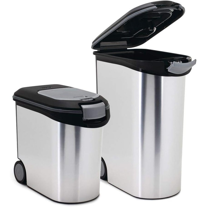 Контейнер для корму Curver Tier-Futter-Container 20 кг, 54 л, чорний/сріблястий, з роликами