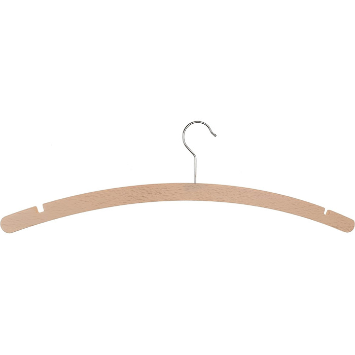 HAGSPIEL Clothes Hangers made of Beechwood, Simple Hangers Raw, 42 cm long, very space-saving, with galvanized screw hook. Made in Austria (EU) (30 pieces, with notches)