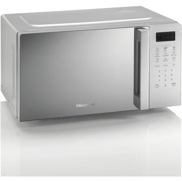 Мікрохвильова піч Hisense H20MOMS4HG з грилем, 20 л, 800 Вт, електронне керування, LED-дисплей, срібляста
