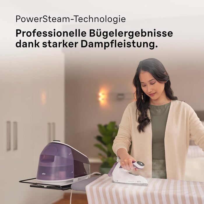 Braun Household CareStyle 5 IS5247 VI Steam Station - Steam Iron with FreeGlide 3D Soleplate, iCare Mode, Vertical Steaming, Detachable 2L Water Tank, 500 g/min Steam Boost, 2400W, Violet